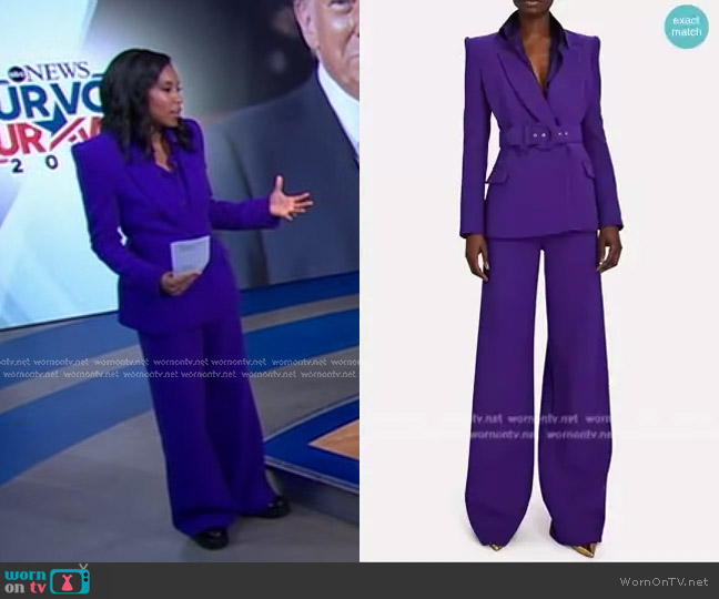Sergio Hudson Wool Belted Blazer worn by Rachel Scott on Good Morning America
