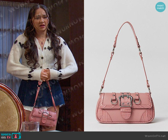 Urban Outfitters Jade Seamed Baguette Bag in Pink worn by Sophia Choi (Madelyn Kientz) on Days of our Lives
