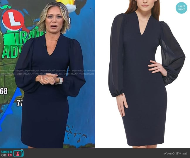 Vince Camuto Long Sleeve V Neck Stretch Crepe Bodycon Dress worn by Dylan Dreyer on Today