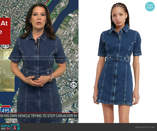 Tommy Jeans Zip-Front Short-Sleeve Denim Dress worn by Heather O’Rourke on Good Morning America