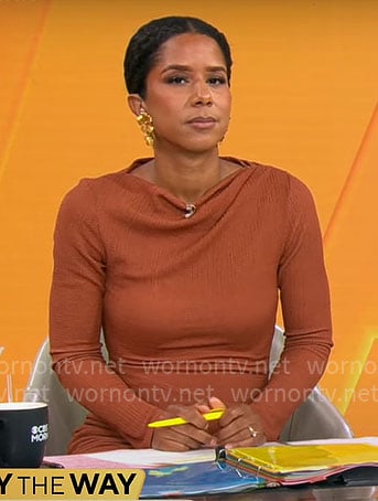 Adriana Diaz’s brown maxi dress on CBS Mornings