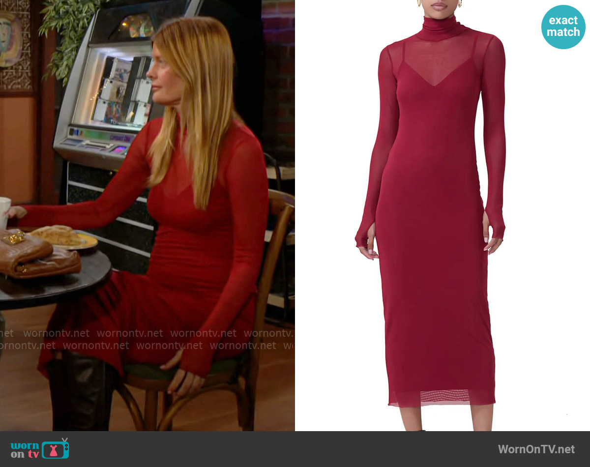 ASTR The Label Shailene Dress in Rhubarb worn by Phyllis Summers (Michelle Stafford) on The Young and the Restless