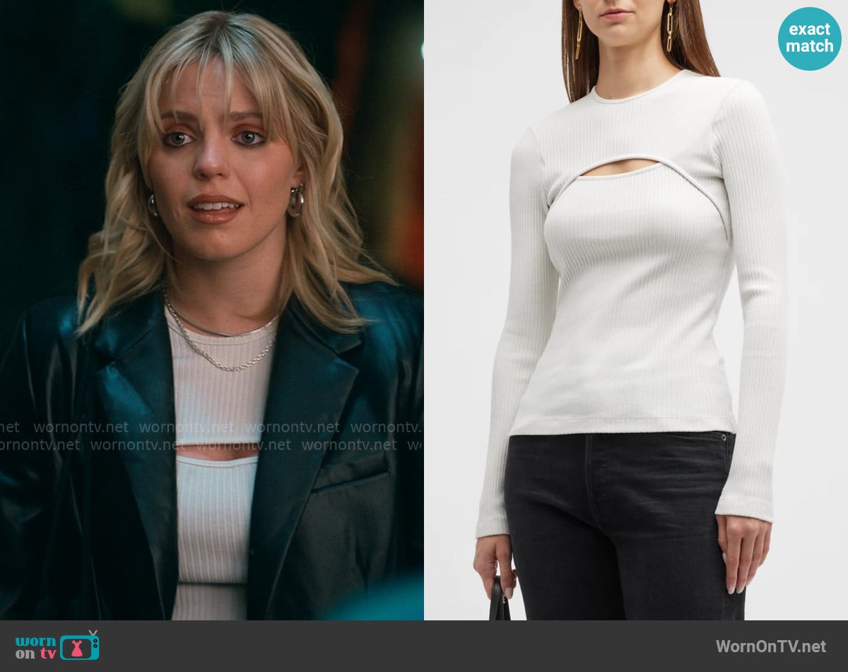 Agolde Lyza Cutout Rib Top worn by Leighton Murray (Reneé Rapp) on The Sex Lives of College Girls