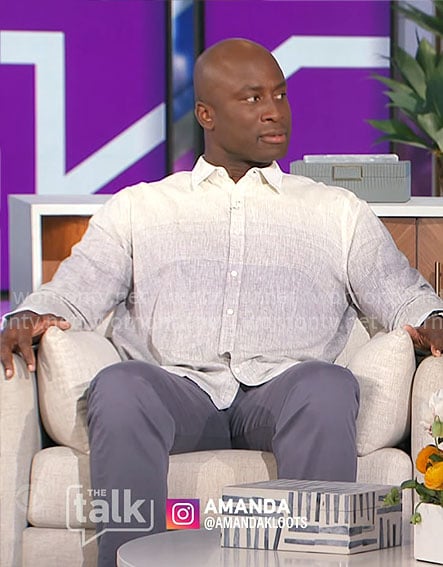 Akbar’s grey ombre stripe shirt on The Talk