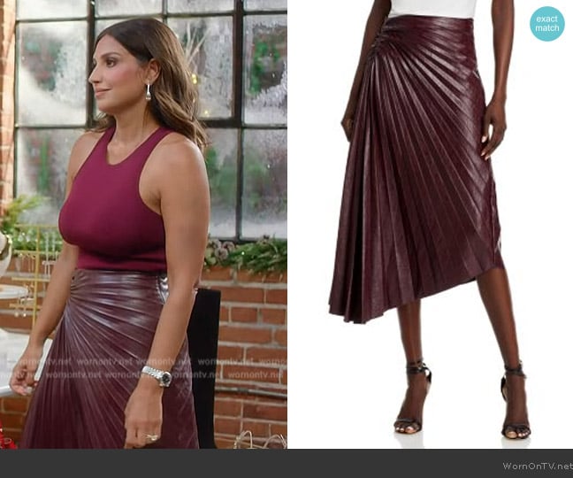 A.L.C. Tracy Asymmetrical Pleated Skirt worn by Leva Bonaparte on E! News