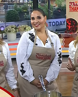 Alejandra’s white floral embellished shirt on Today