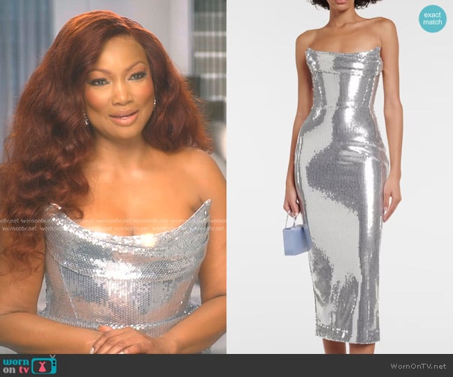 Alex Perry Sequin Curved Strapless Sheath Dress worn by Garcelle Beauvais on The Real Housewives of Beverly Hills