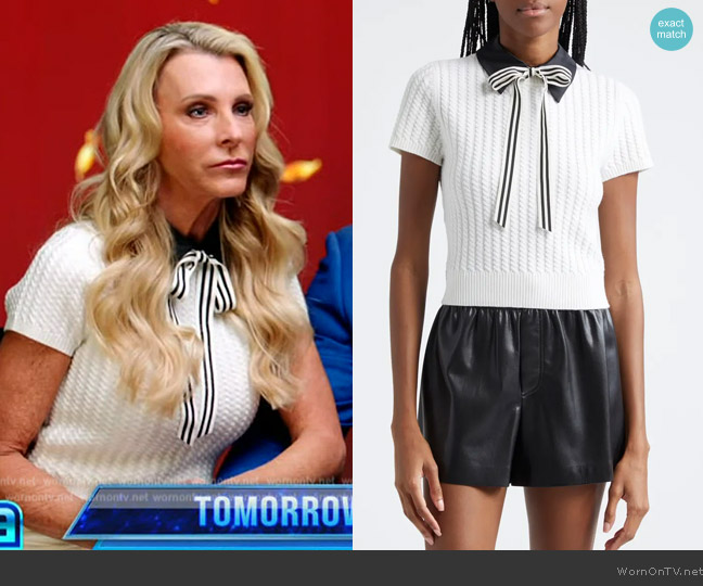 Alice + Olivia Abbott Short Sleeve Wool Sweater worn by Joan Vasso on Extra
