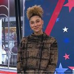Ally’s brown plaid sweater and skirt on Today