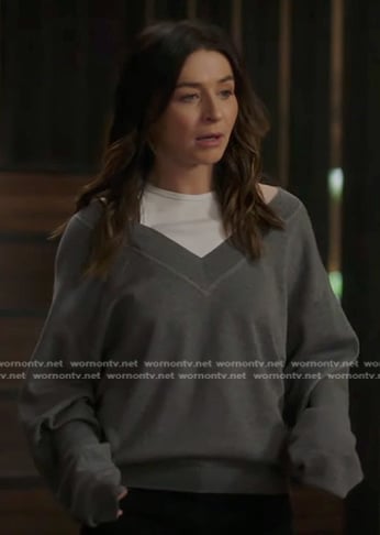 Amelia’s grey layered sweater on Greys Anatomy