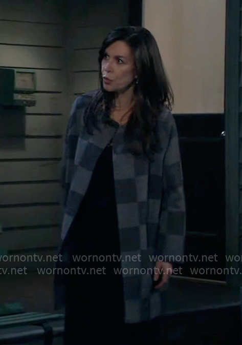 Anna’s gray check coat on General Hospital