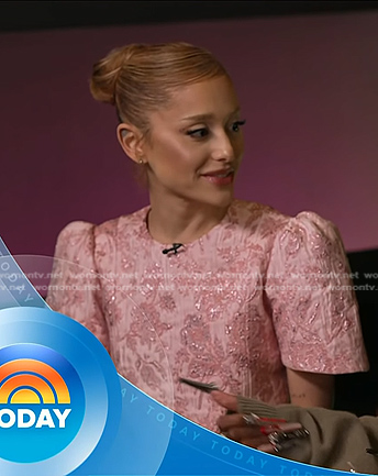 Ariana Grande’s pink floral jacquard dress on Today
