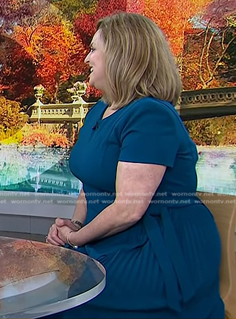 Dr. Carol Ash’s teal pleated dress on Today