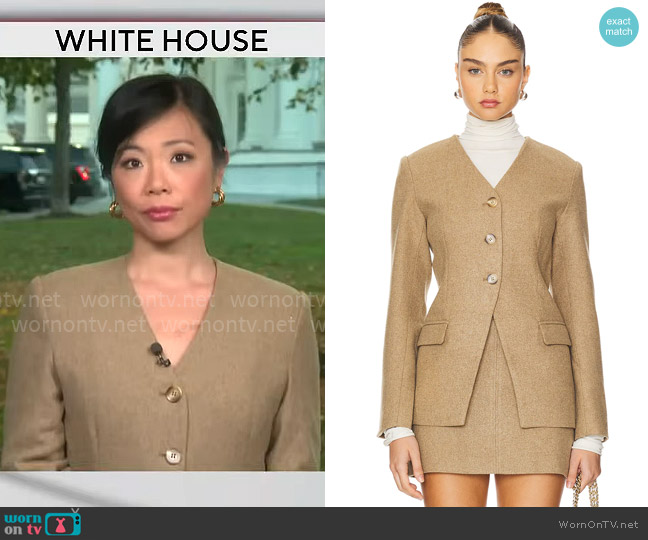 ASTR The Label Bellmere Jacket worn by Weijia Jiang on CBS Mornings