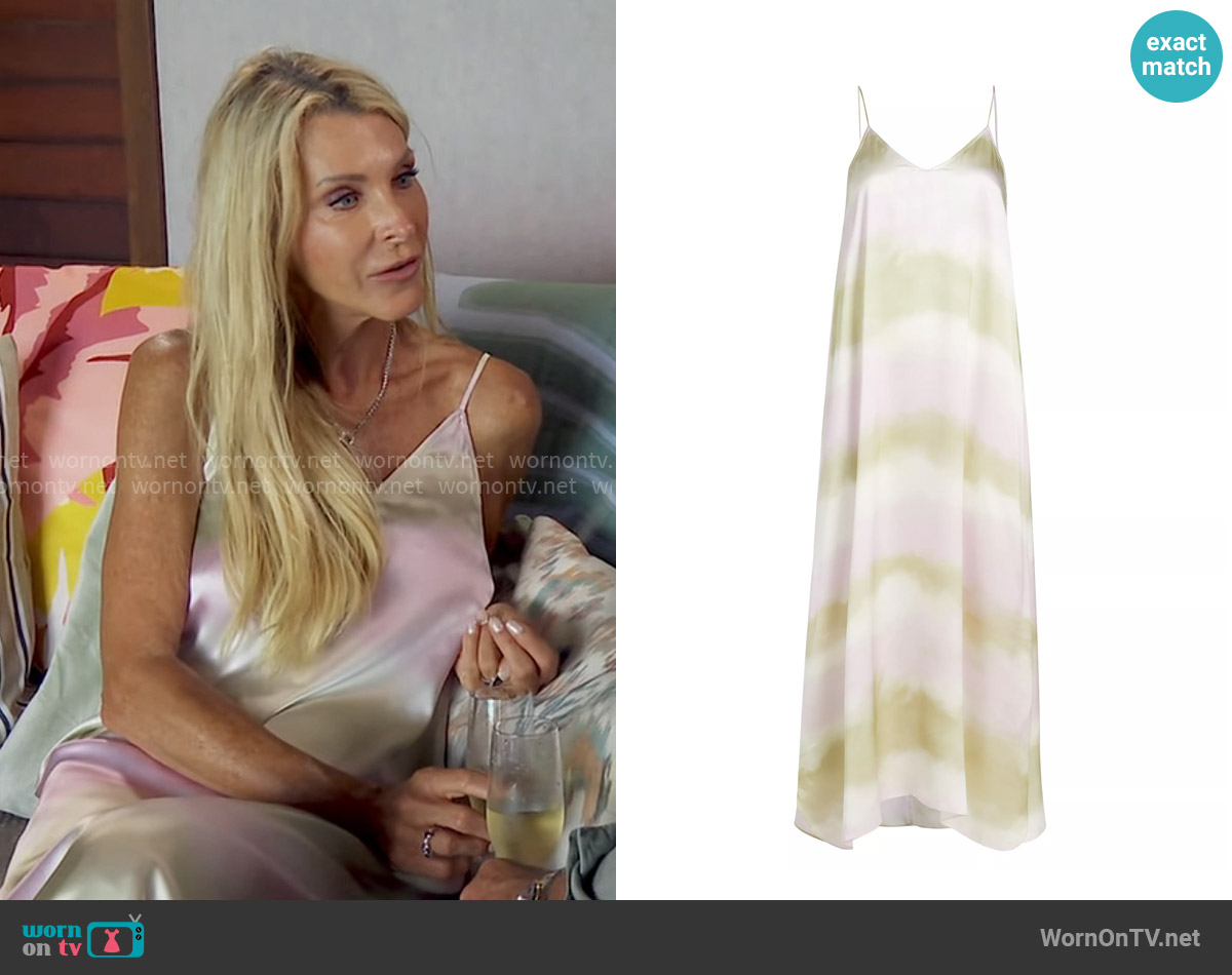 ATM Anthony Thomas Melillo Watercolor Stripe Silk Charmeuse Slip Dress worn by Joan Vassos on The Golden Bachelorette