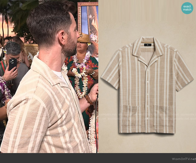 Banana Republic Stripe Jacquard Resort Shirt worn by Will Marfuggi on E! News