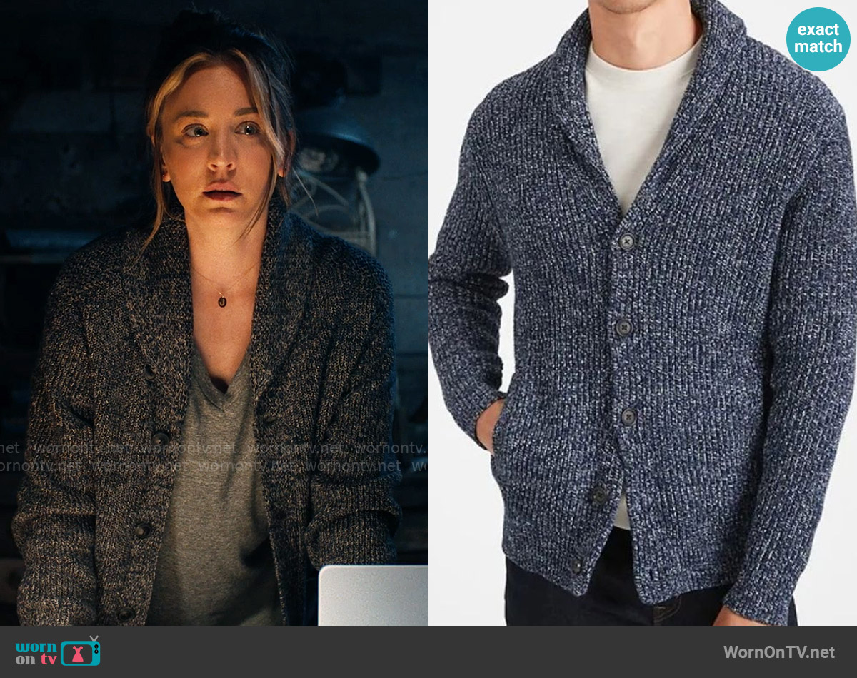 Banana Republic Marled Shawl-Collar Cardigan Sweater worn by Ava Bartlett (Kaley Cuoco) on Based on a True Story