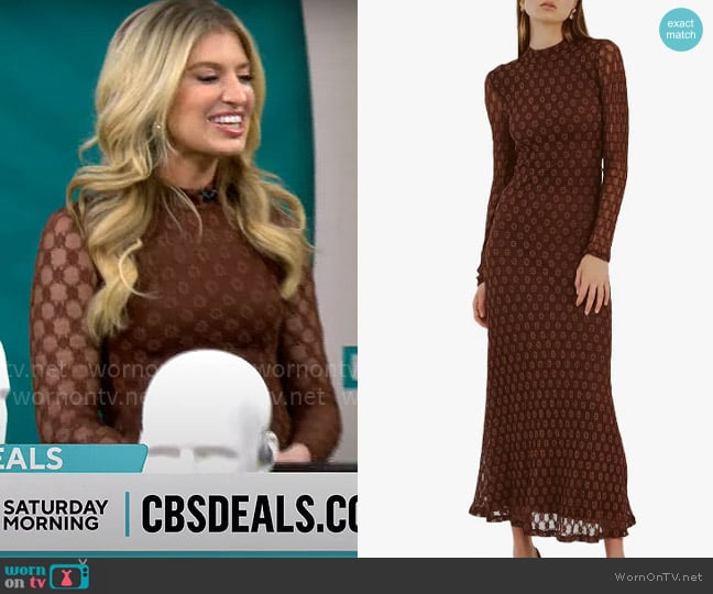 Bardot Ola Dress in Chocolate worn by Ashley Bellman on CBS Mornings