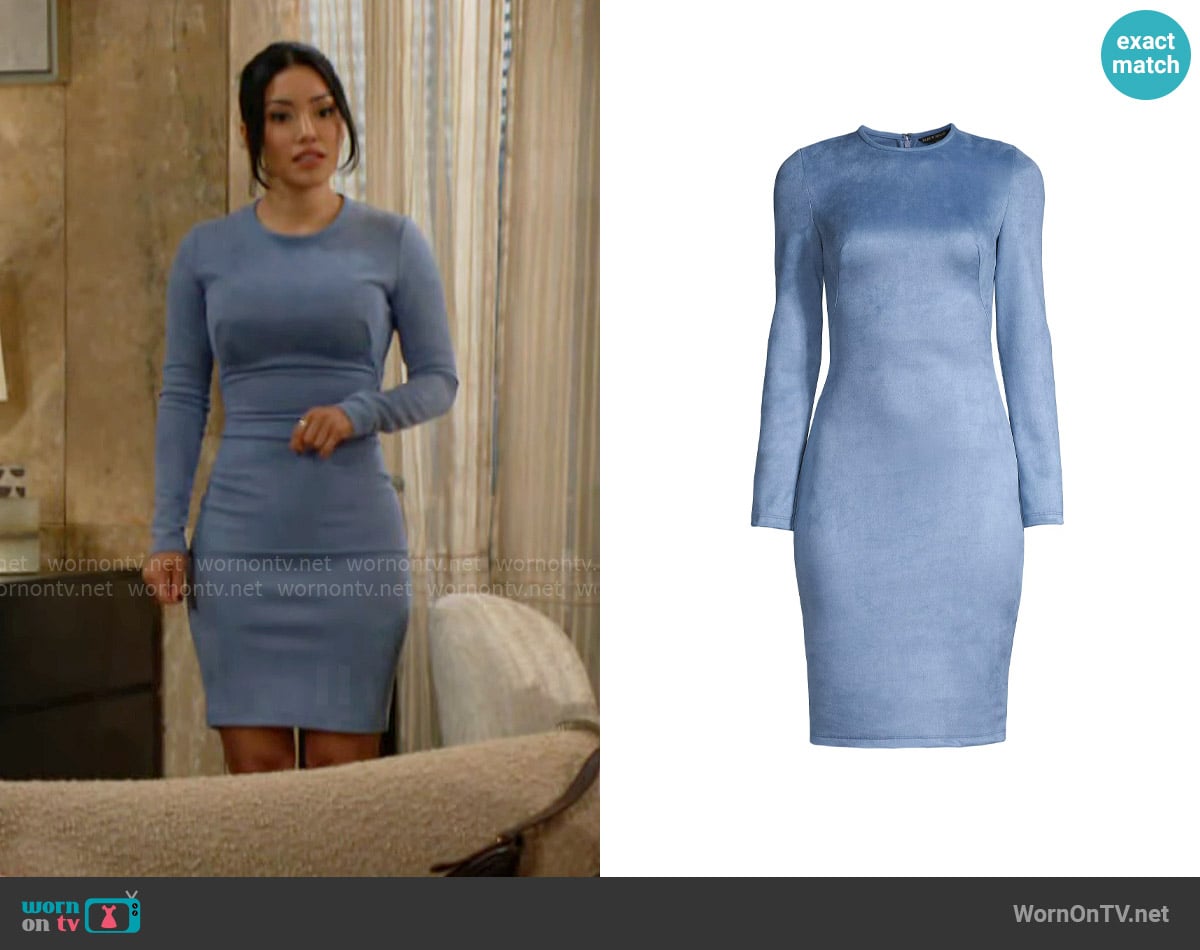 WornOnTV Audra s Blue Velvet Thanksgiving Dress On The Young And The wornontv-audra-s-blue-velvet-thanksgiving-dress-on-the-young-and-the