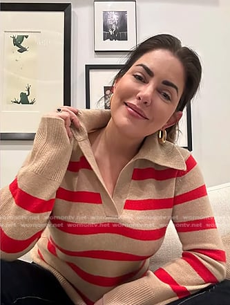 Bobbie’s beige and red striped polo sweater on Today