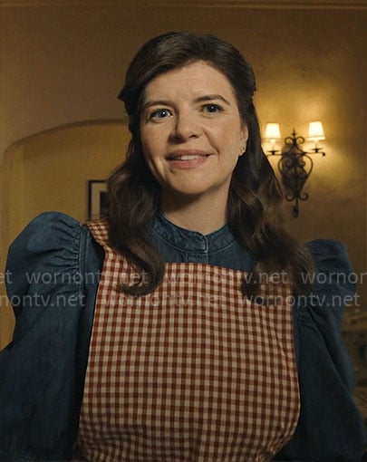 Booby Bev’s denim puff-sleeve top on Based on a True Story