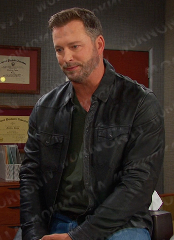 Brady’s black leather western shirt on Days of our Lives