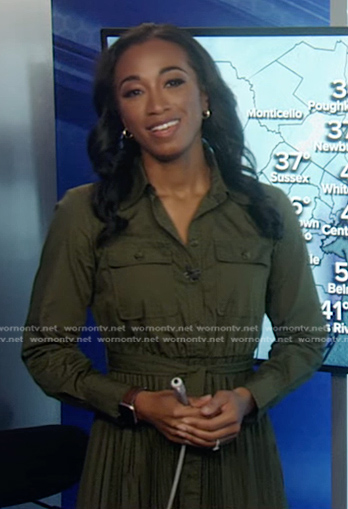 Brittany’s green pleated shirtdress on Good Morning America