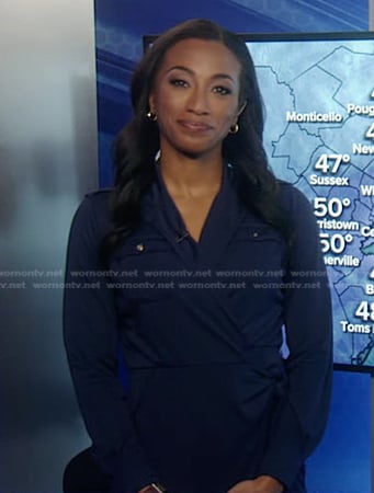 Brittany’s navy blue wrap dress on Good Morning America
