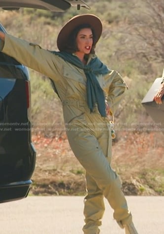 Bronwyn’s beige utility jumpsuit on The Real Housewives of Salt Lake City