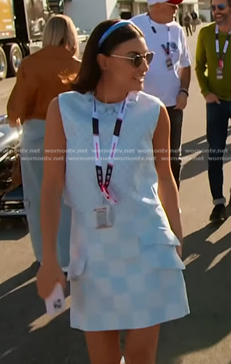 Bronwyn’s blue check top and mini skirt on The Real Housewives of Salt Lake City