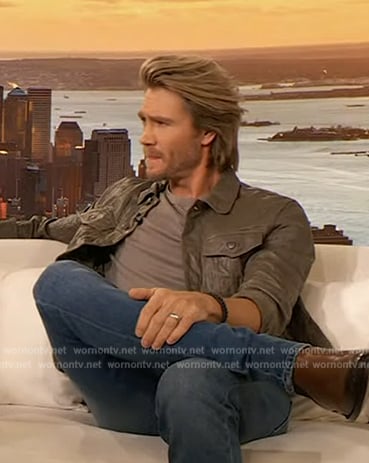 Chad Michael Murray’s crinkle leather jacket on The Drew Barrymore Show