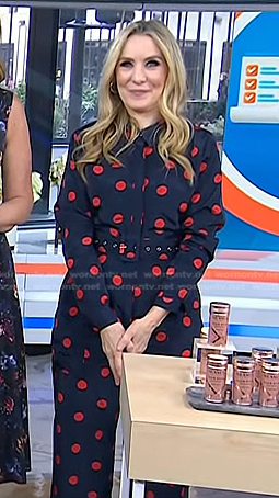 Chassie’s navy and red polka dot jumpsuit on Today