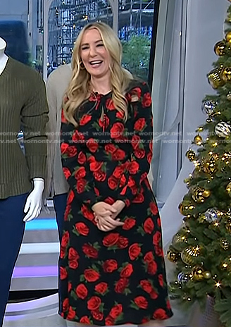 Chassie’s black rose print dress on Today