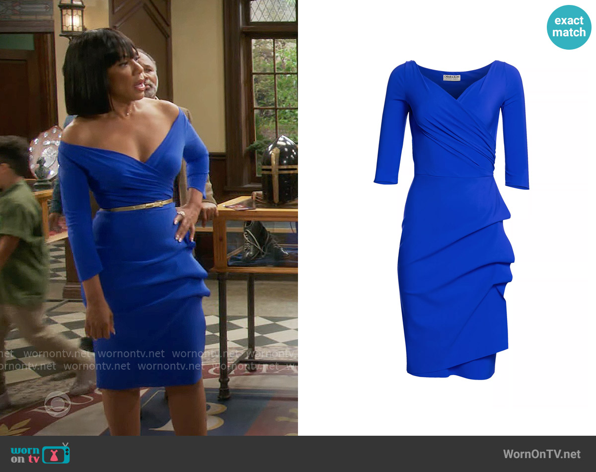 WornOnTV: Catherine’s blue off-shoudler ruffle dress on Poppas House ...