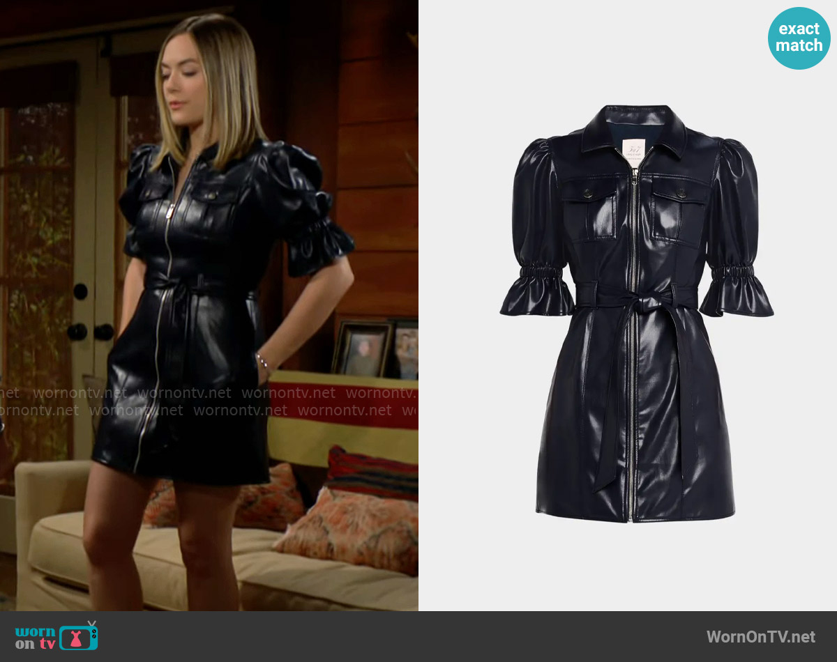 Cinq a Sept Holly Vegan Leather Dress worn by Hope Logan (Annika Noelle) on The Bold and the Beautiful