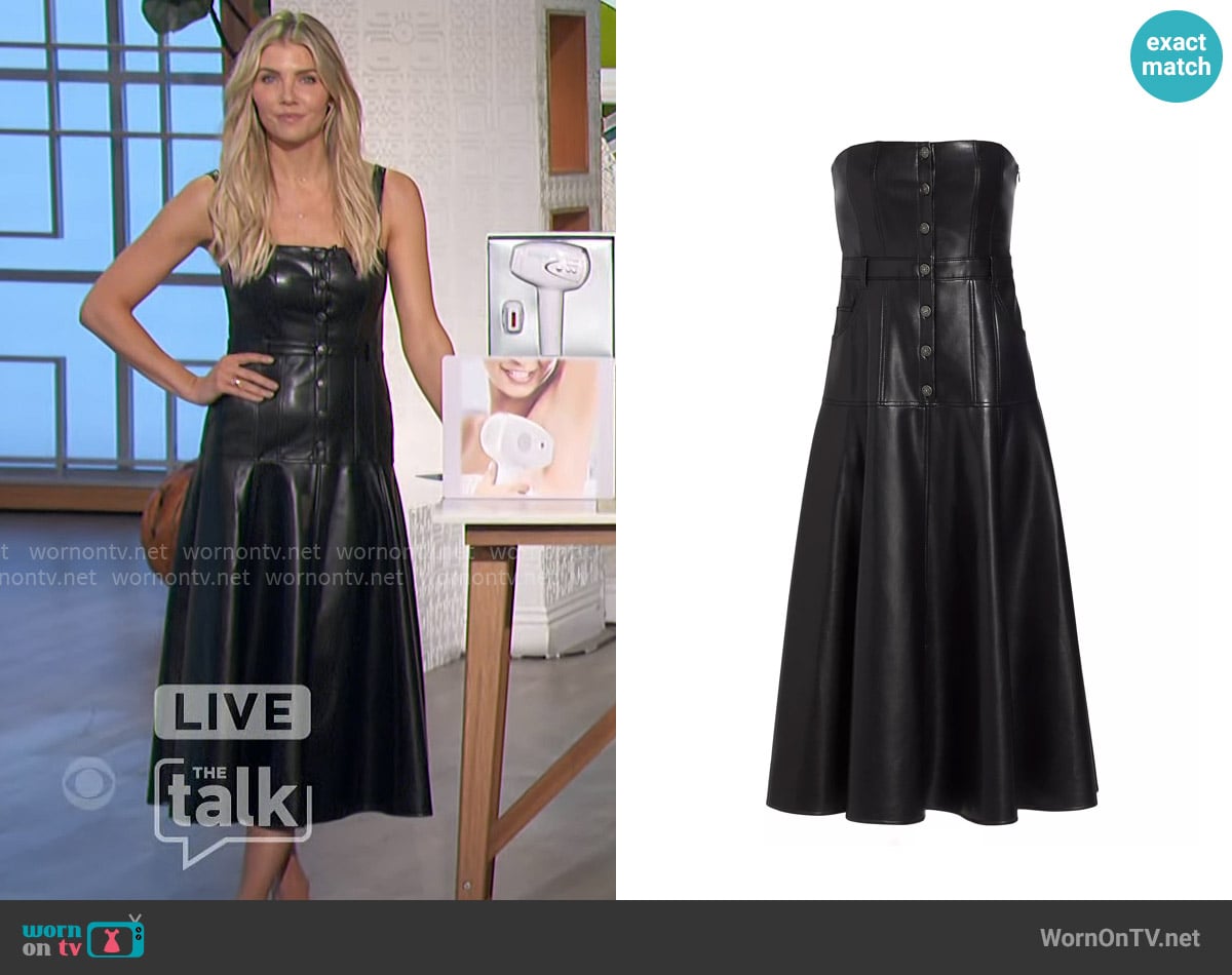 Cinq a Sept Veena Faux Leather Dress worn by Amanda Kloots on The Talk