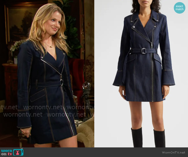 Cinq a Sept Evie Denim Dress worn by Summer Newman (Allison Lanier) on The Young and the Restless