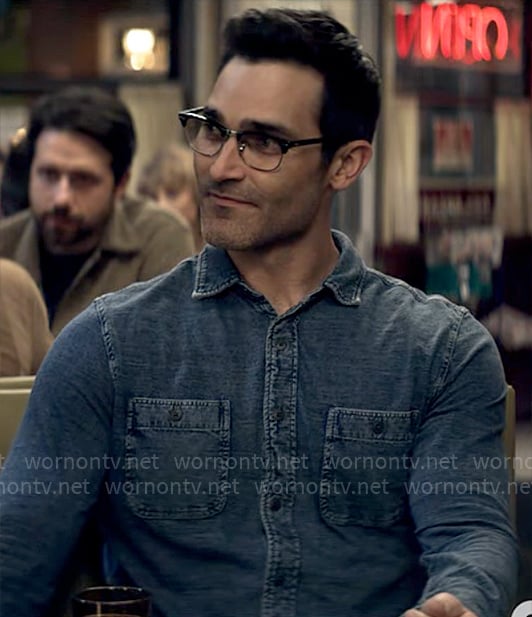 Clark’s denim button down shirt on Superman and Lois
