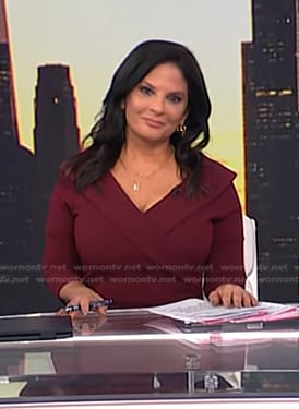 Darlene’s burgundy surplice dress on Today