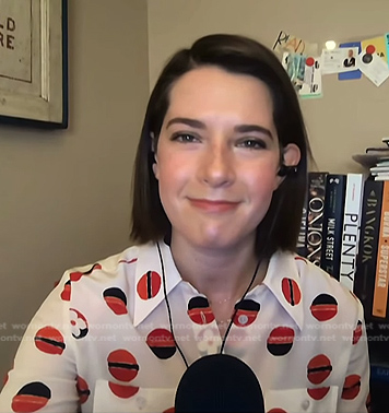 Daryn’s white and red print shirt on NBC News Daily