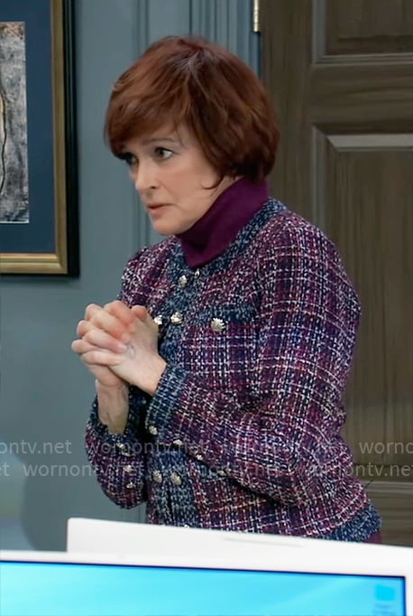Diane’s purple tweed jacket on General Hospital