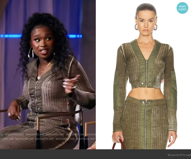 Diesel Zip Front Cropped Top worn by Jennifer Hudson on Access Hollywood