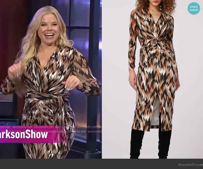 Diane Von Furstenberg Hades Two Abstract Print Long Sleeve Dress worn by Meghan Hilty on The Kelly Clarkson Show