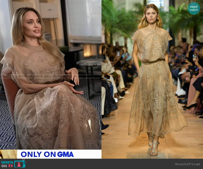 Elie Saab Spring Summer 2025 Collection worn by Angelina Jolie on Good Morning America