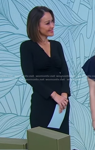 Eva’s black ruched v-neck dress on Good Morning America