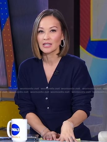 Eva’s navy knit maxi dress on Good Morning America