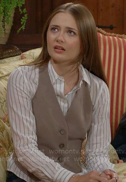 Faith’s vest and striped shirt on The Young and the Restless