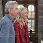 Felicia’s red geometric print blouse on General Hospital