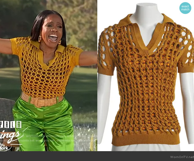 Fendi Crochet Knit Polo Shirt worn by Sheryl Lee Ralph on Live with Kelly and Mark