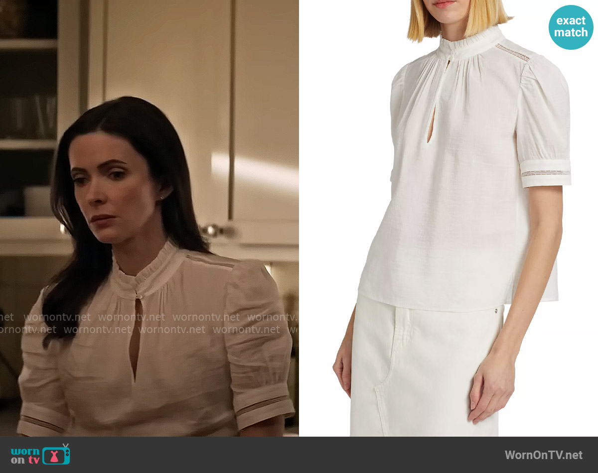 Frame Linen-Blend Ruffle-Trimmed Top worn by Lois Lane (Elizabeth Tulloch) on Superman and Lois